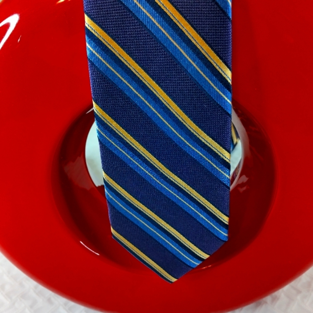 Cremieux Striped Men's Tie in Purple Blue and Gold.NWT Approximate 59" Long
